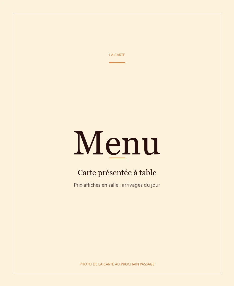 Carte VINI VINI - Fish N' Grill, photo de la carte au prochain passage